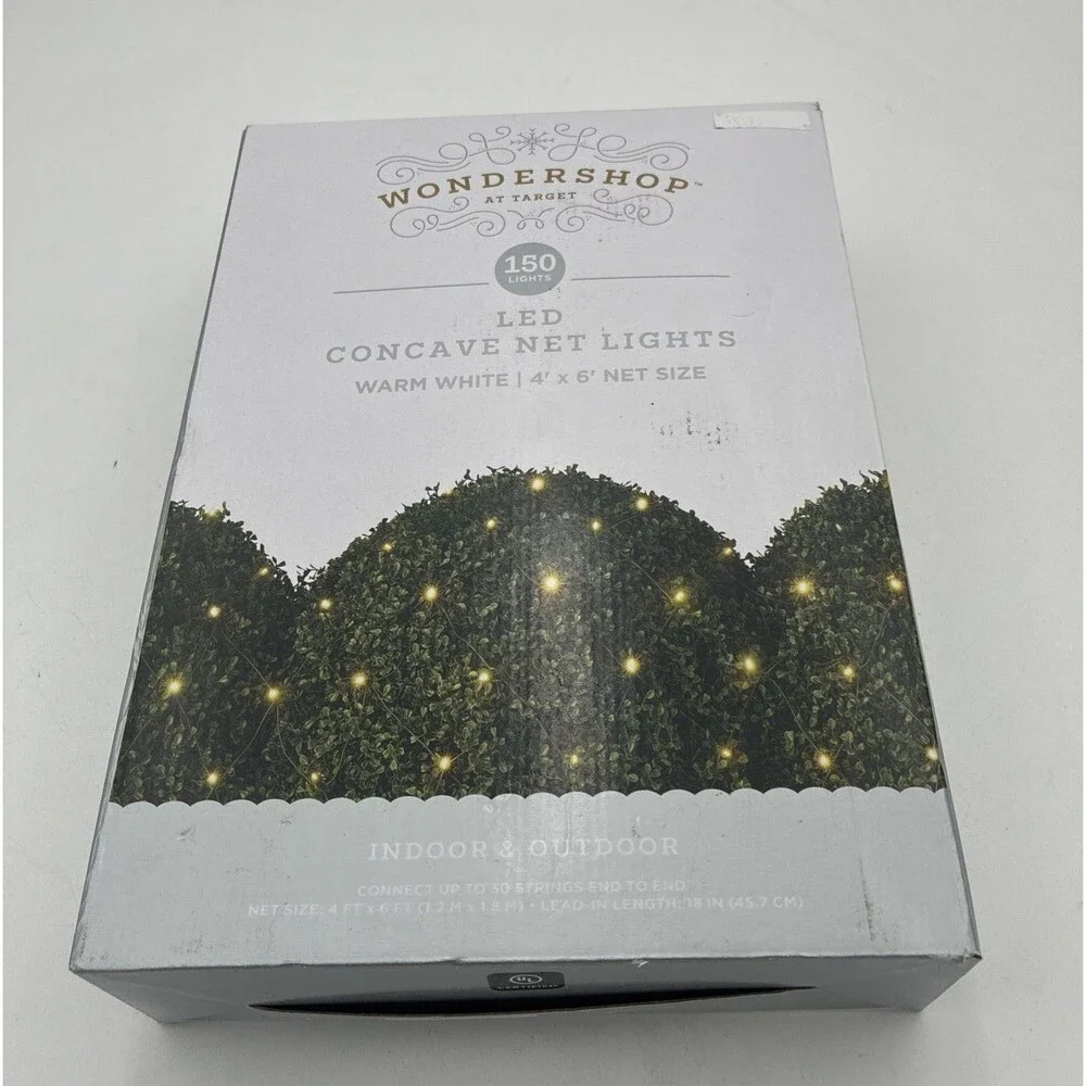 Wondershop Warm White LED Net Lights 150 Lights 4’ 6’ Feet Green Wire Open Box